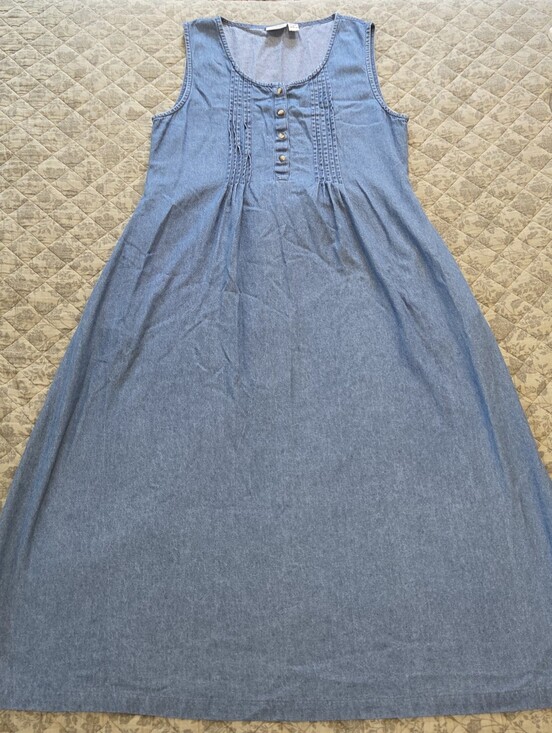 Vermont Country Store Dresses & Skirts - The Vermont Country Store Sleeveless Pintuck Button-Front Maxi Dress - Blue